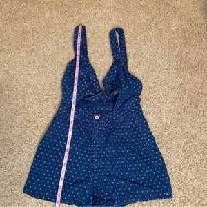 free people | boho chic denim blue romper with tie front cutout